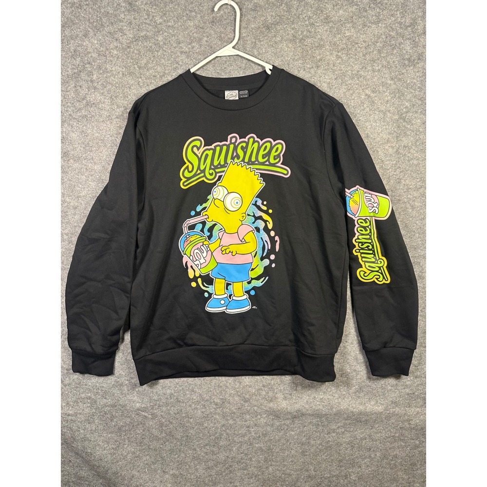 The Simpsons Bart Squishee Sweatshirt Mens XL Black Cartoon Graphic‎ Pullover